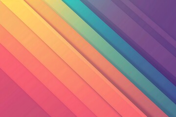 Obraz premium Abstract diagonal rainbow stripes in vibrant shades of pink, orange, yellow, green, blue, and purple, creating a harmonious and colorful visual pattern - AI generated