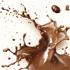 Freshly Brewed Hot Coffee Splash with Beans