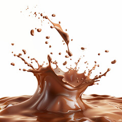 Brown Hot Coffee and Chocolate Splash on White Background