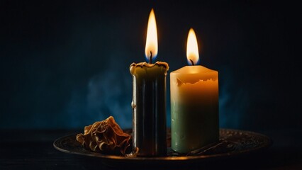 burning candle in the dark