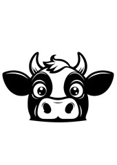 Peeking Cow SVG, Funny Peeking Cow SVG, Cow Head SVG, Cow Face SVG, Peeking Cow Silhouette Cut File, Vector, Clipart, Cricut, Png, heifer, muzzle, funny