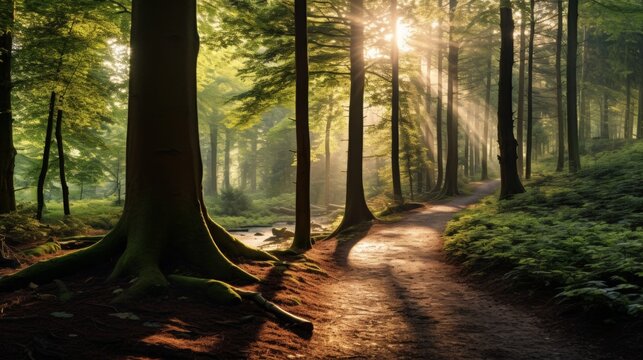 Calm woodland background tranquil scenery