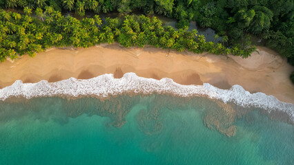 Waves crashing at Bom Bom beach in Prince Island,Sao tome,Africa