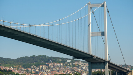 Under view of Bosphorus Bridge, Istanbul Turkey.