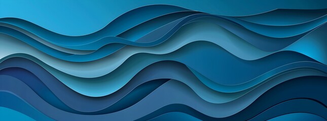 Fototapeta premium Abstract blue background with paper cut waves 