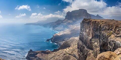 Immense cliffs in the southern area resemble those of Gran Canaria or a location similar to...