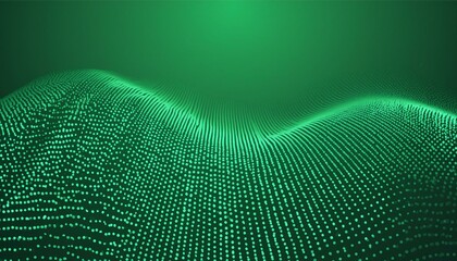 rendering 3d wave dynamic background dots green futuristic flow technology abstract datum...