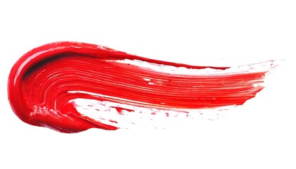 Bold red paint stroke on white background