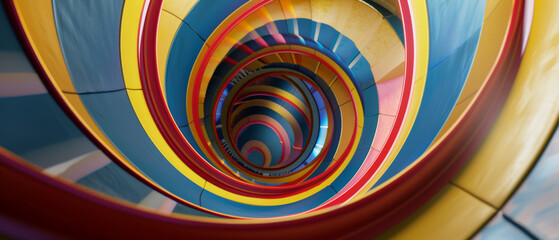 A vibrant spiral of colors creates a hypnotic tunnel vision.