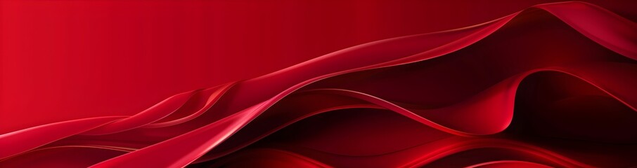 Red banner background with abstract waves and shadows, vector illustration
