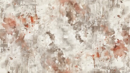 Watercolor illustration of an abstract texture with splashes of brown and red on a white and beige background, creating a rustic and earthy effect.