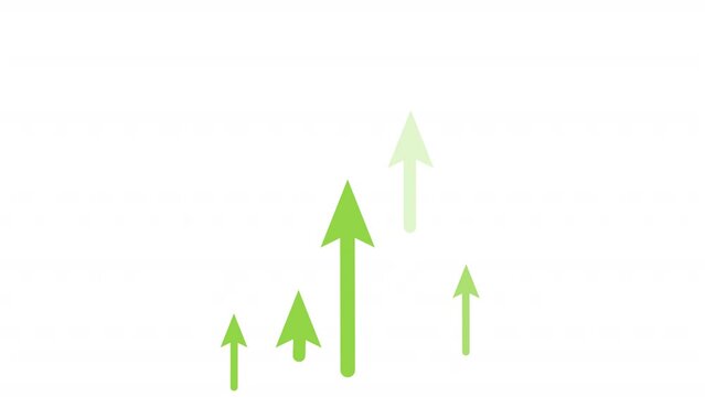Financial indicator. Animation of the green arrow up, the alpha channel is on. Cartoon
