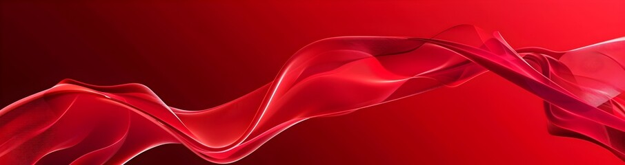 Red banner background with abstract waves and shadows, vector illustration
