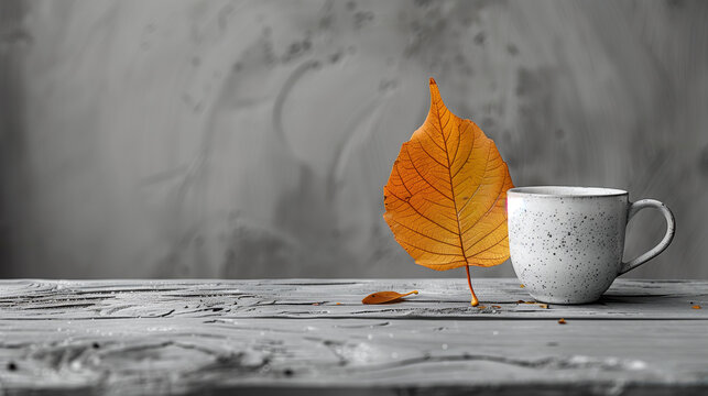 Fall harvest cornucopia. Cup of Hot apple tea for fresh start of the day,a colorful mug filled with a refreshing iced drink, a mug with hot chocolate topped with marshmallows
