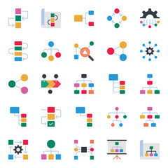 Flat color icons set for Workflow.