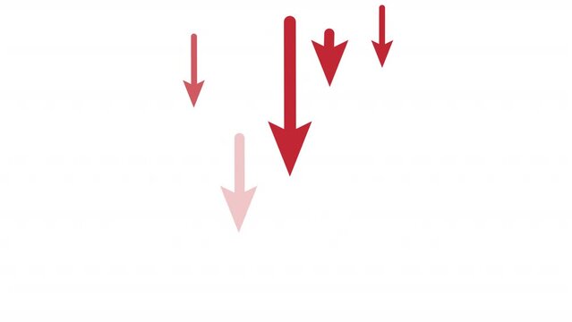 Financial indicator. Animation of the red down arrow, the alpha channel is on. Cartoon