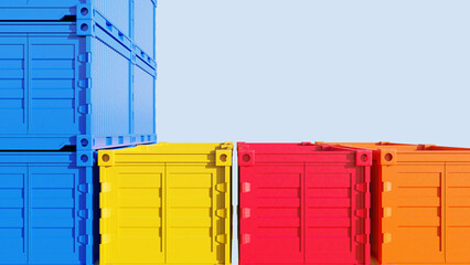 colorful containers background 3D rendering
