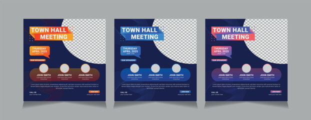 Town Hall Meeting Social Media Post Templates, vector illustration eps 10