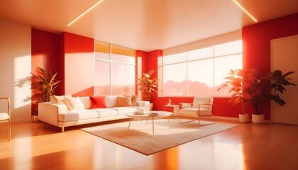 white and gold theme interior modern minimalism photo realism