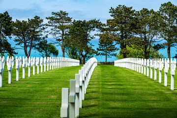 American Cemetery overlooking Omaha Beach in Normandy
