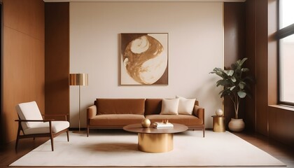 white and gold theme interior modern minimalism photo realism
