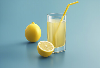 Image of Leamon juice and lemon with a straw.