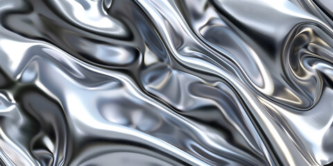 Close up texture of liquid shiny metal with waves, Macro shot of a silver sequined fabric
