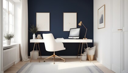 white and gold theme interior modern minimalism photo realism