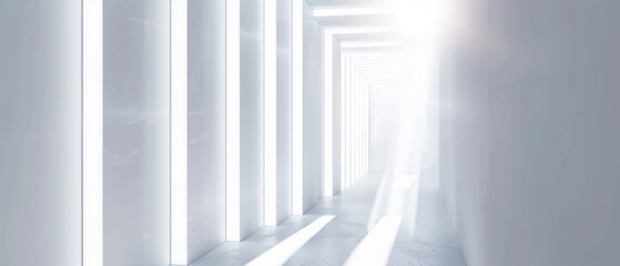 Fototapeta premium The mesmerizing interplay of light and shadow in a modern, minimalist corridor.