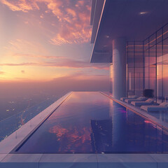 skyscraper in sundown atmosphere