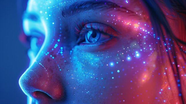 A concept image of a person using an AI driven facial recognition skincare device