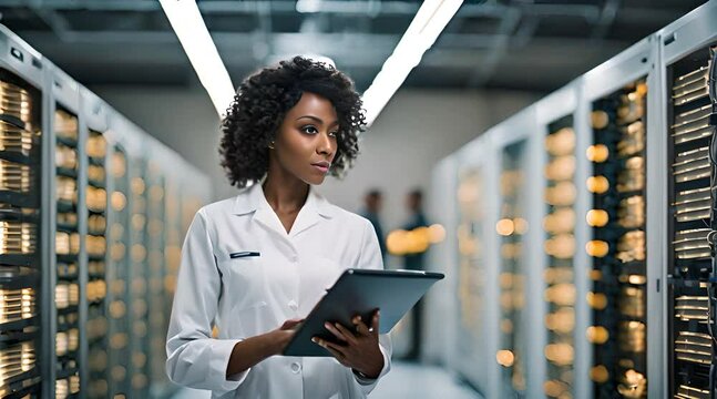 Datenschutzbeauftragte im Unternehmen kontrolliert bestehende Sicherheitsma&szlig;nahmen