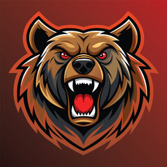 angry bear logo modern art style