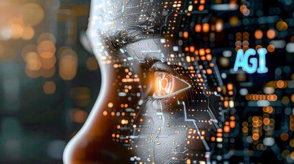 High-Tech Innovation Detailed Mechanical Design Forming the Letters AGI, Symbolizing Advanced Artificial General Intelligence Technology and Future Connectivity Beyond the Limits Wallpaper Digital Art