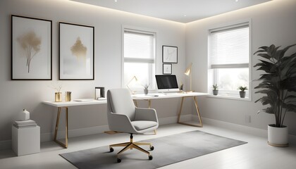 Fototapeta premium white and gold theme interior modern minimalism photo realism