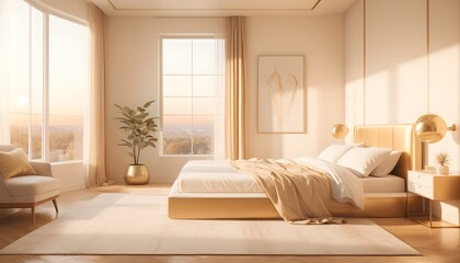 Fototapeta premium white and gold theme interior modern minimalism photo realism