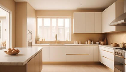 white and gold theme interior modern minimalism photo realism