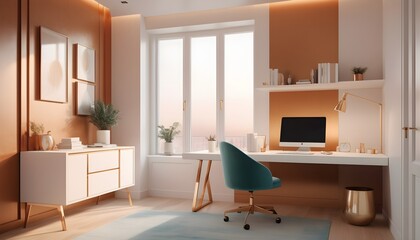 Fototapeta premium white and gold theme interior modern minimalism photo realism