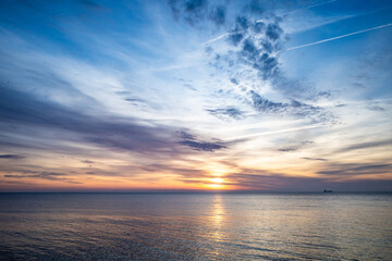 Sunrise over the Mediterranean Sea in Alicante, Spain