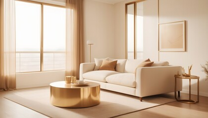 Fototapeta premium white and gold theme interior modern minimalism photo realism