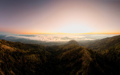 Beautiful sunrise over Nevado de Colima National Park in Mexico