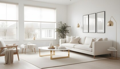 white and gold theme interior modern minimalism photo realism