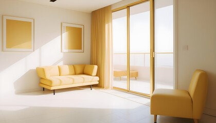 Fototapeta premium white and gold theme interior modern minimalism photo realism