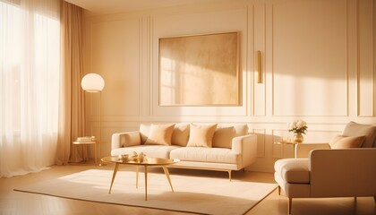 Fototapeta premium white and gold theme interior modern minimalism photo realism