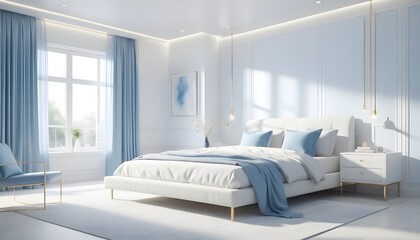 Obraz premium white and gold theme interior modern minimalism photo realism