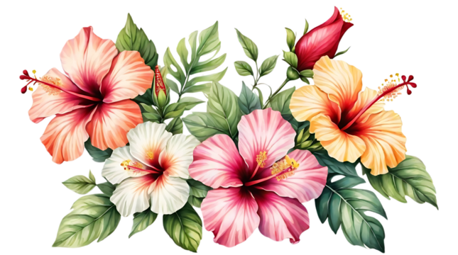 Natural beauty of hibiscus flower on transparent background