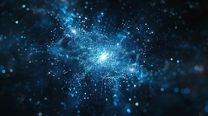 Fototapeta premium Abstract cosmic nebula with star clusters in deep blue hues. Futuristic and mesmerizing design. Perfect for backgrounds and graphic projects. AI