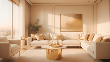 Fototapeta premium white and gold theme interior modern minimalism photo realism