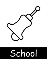 School line icon. Book, tools, bell, math, sport, Graduation cap, hand, education, academic achievement, learning, student, scholarship, support, knowledge, institution, teaching.