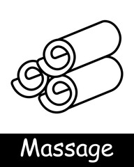 Massage set icon. Therapist, sauna, yin yang, , relaxation, therapy, wellness, spa, body care, stress relief, treatment, oil, stone, towel, shower, relax, health, selfcare.